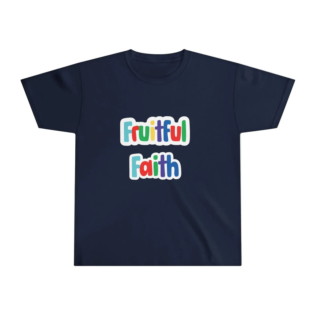 Kids Fruitful Faith tee, navy, unisex fit, Christian kids shirt, faith apparel, inspirational t-shirt
