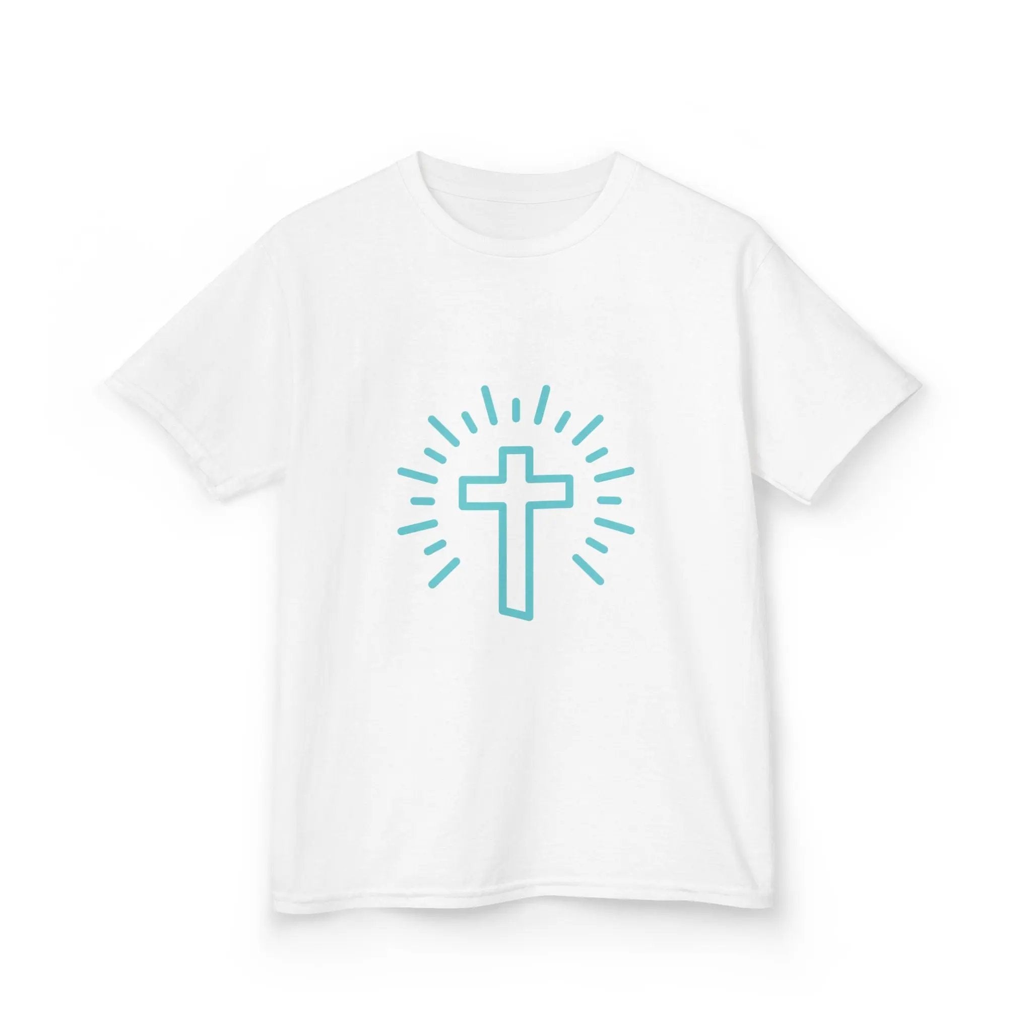 Cross Kids tee, white, unisex fit, Christian kids shirt, faith apparel, inspirational t-shirt
