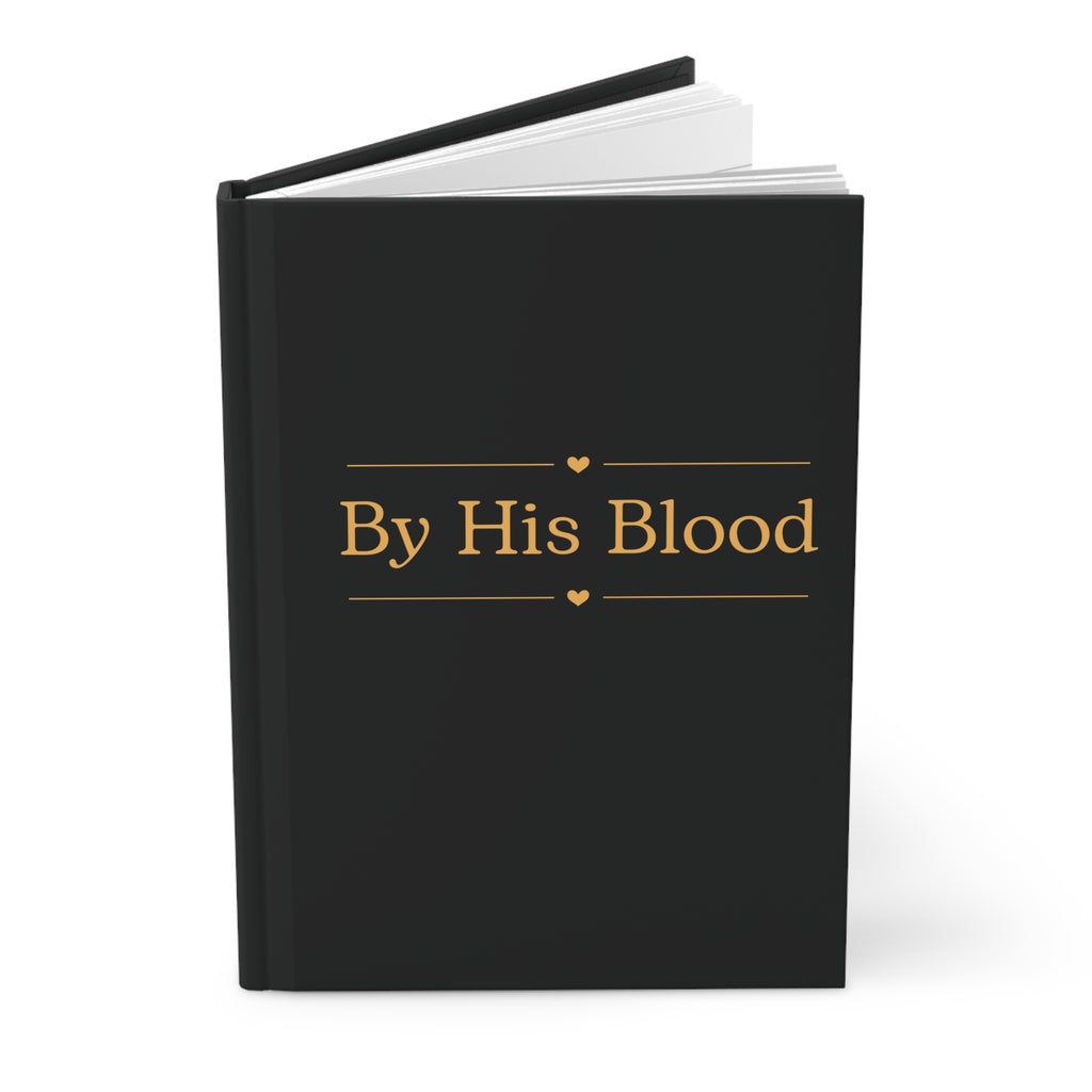 By His Blood matte black journal, Christian notebook, faith journal, inspirational writing book, religious stationery
