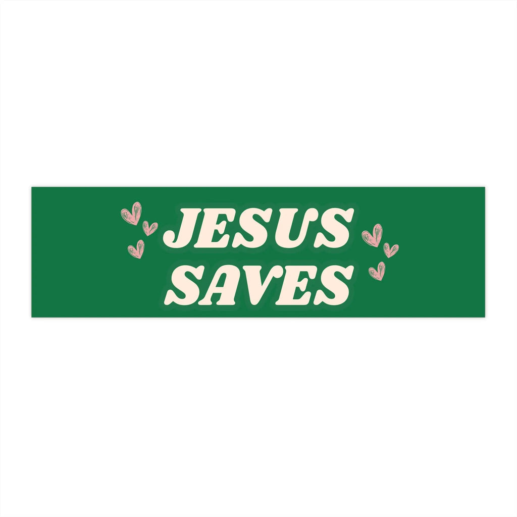 Jesus Saves car bumper sticker, vinyl decal, faith decal, Christian sticker, inspirational car accessory
