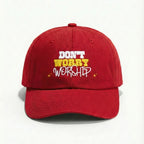 Embroidered Worship Hat- Cranberry
