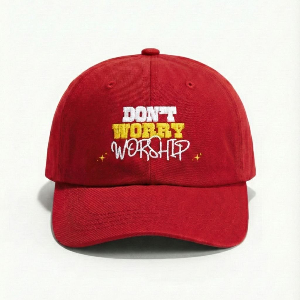 Embroidered Worship Hat- Cranberry