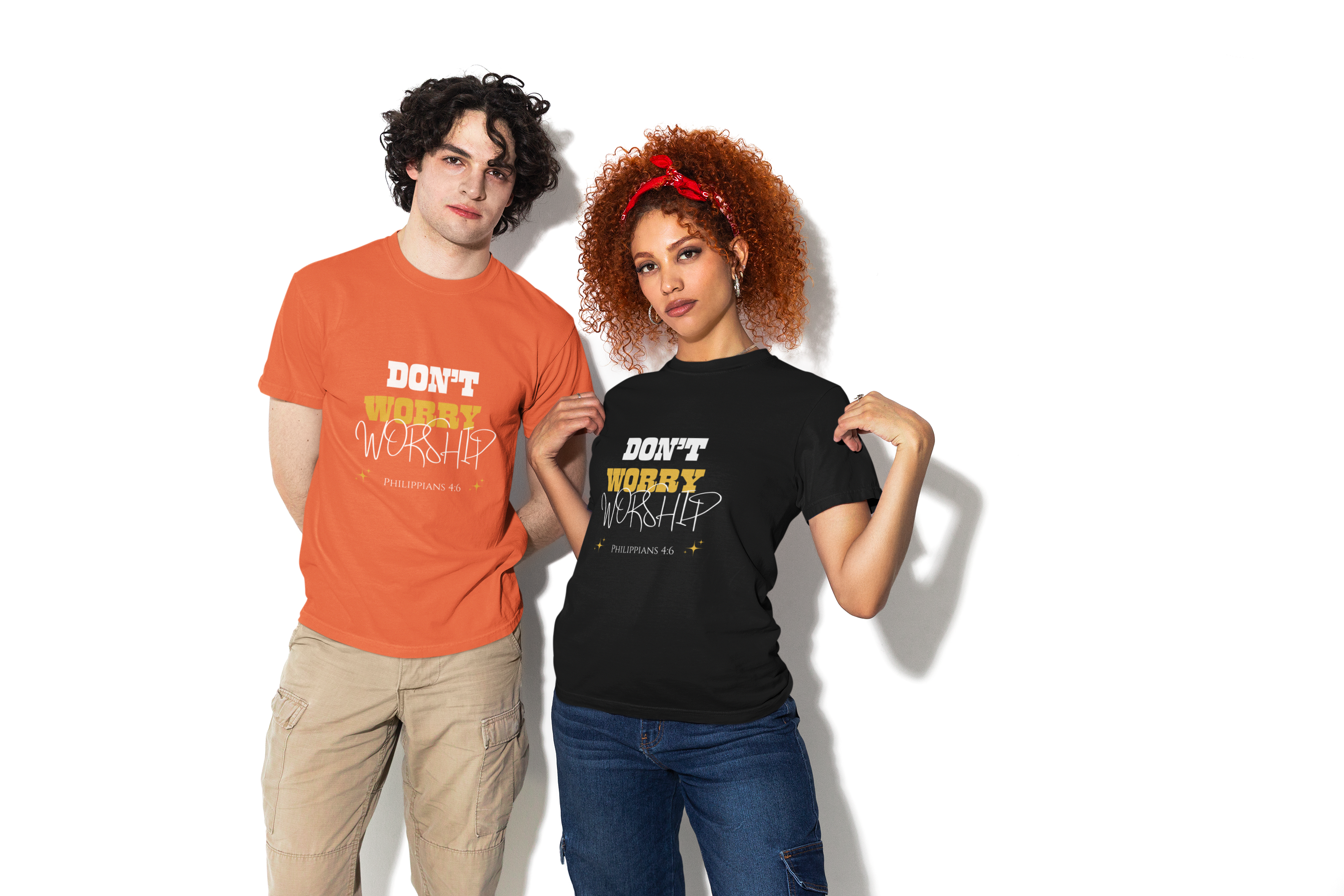 Don't Worry Worship Tee- Tangerine Glow