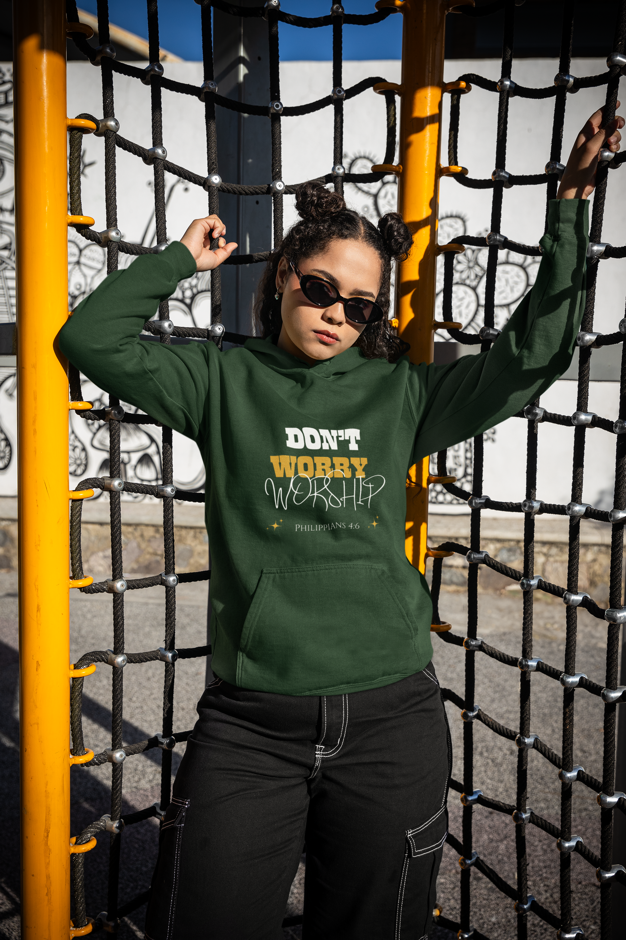 Don't Worry, Worship Hoodie- Gethsemane Green
