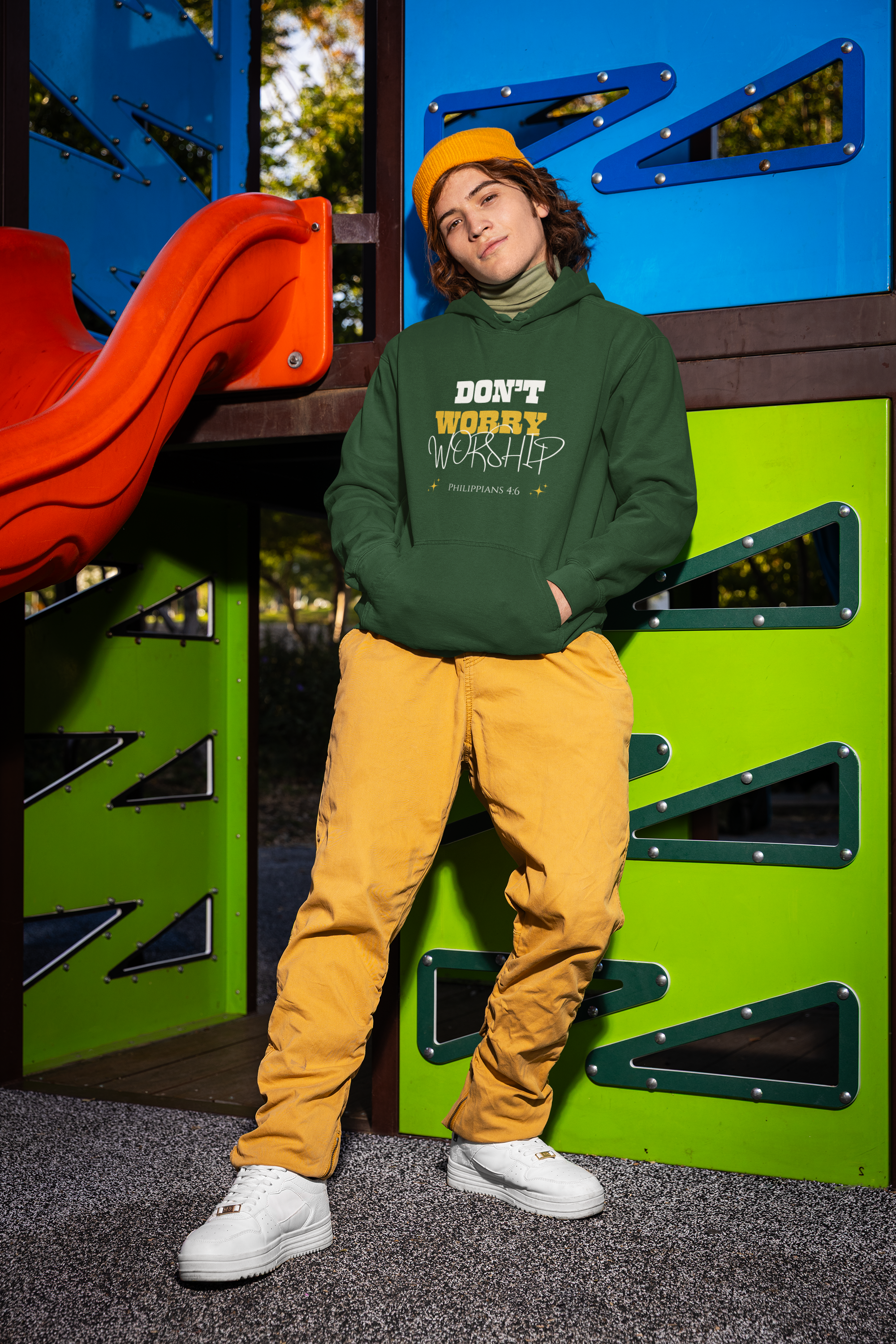 Don't Worry, Worship Hoodie- Gethsemane Green